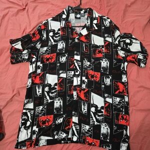 Men's Graphic Button Down Shirt in Black and Red